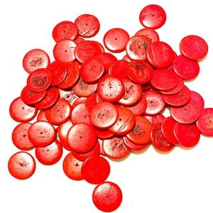 Lot of 70 Magenta Wooden Disc Beads